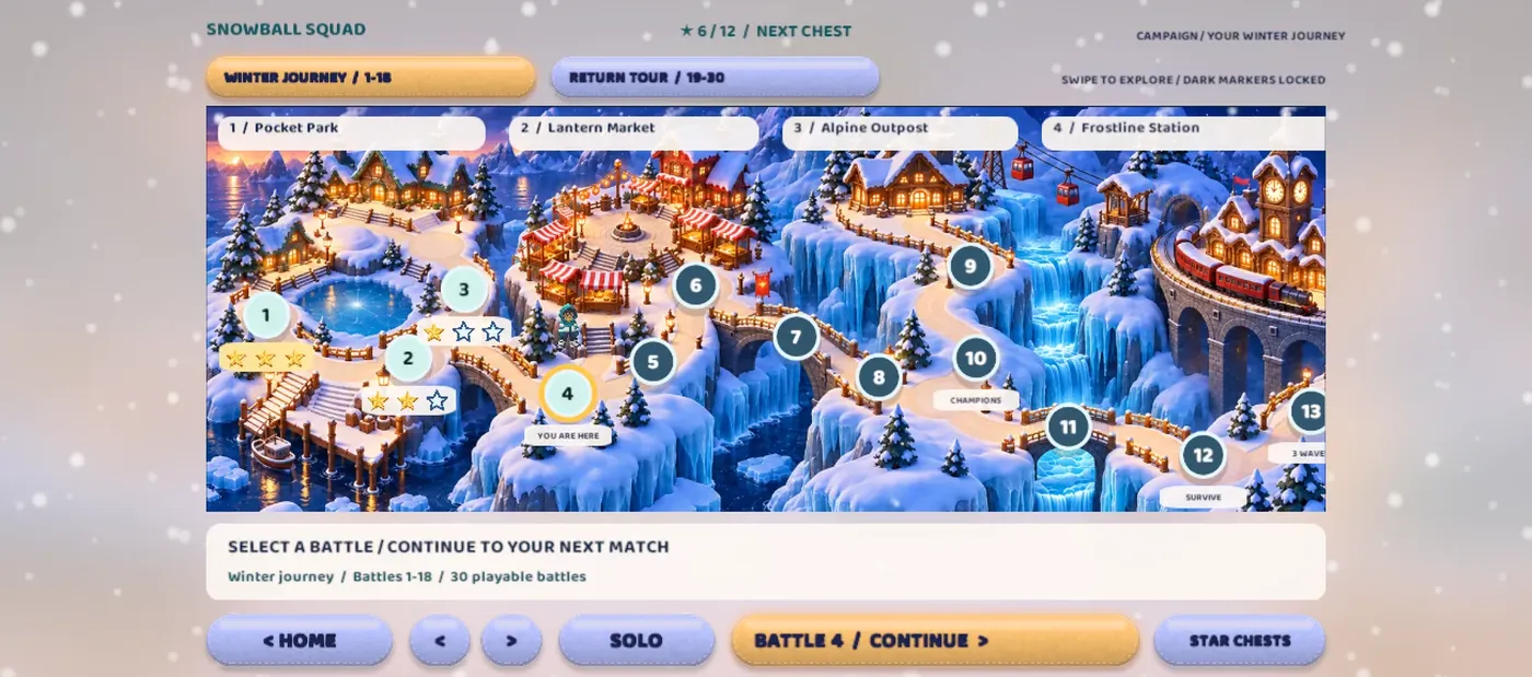 The Snowball Squad winter campaign map